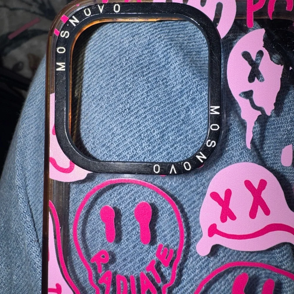 Pink and Black Smiley Phone Case
